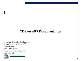 CDS on ABS Documentation