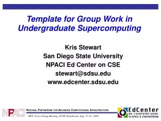 Template for Group Work in Undergraduate Supercomputing