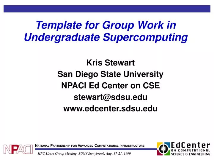 template for group work in undergraduate supercomputing