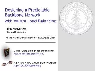 Designing a Predictable Backbone Network with Valiant Load Balancing