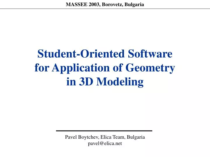 student oriented software for application of geometry in 3d modeling