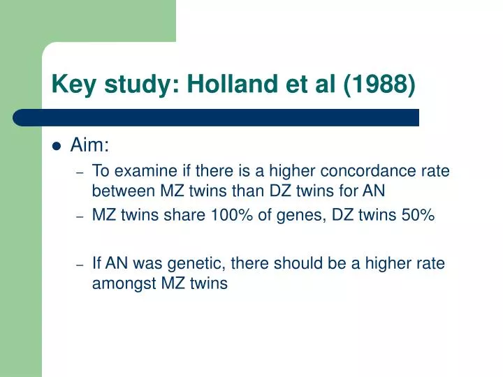 key study holland et al 1988