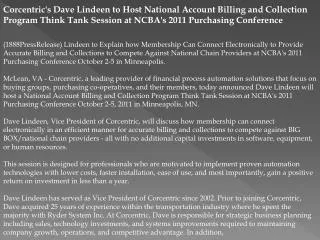 corcentric's dave lindeen to host national account billing a