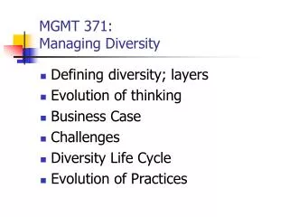 MGMT 371: Managing Diversity