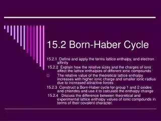 15.2 Born-Haber Cycle