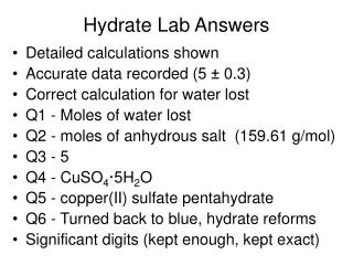 Hydrate Lab Answers