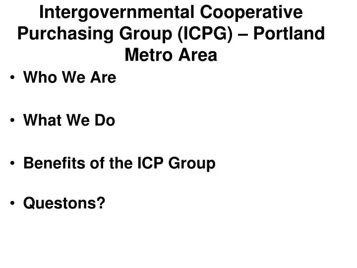 intergovernmental cooperative purchasing group icpg portland metro area