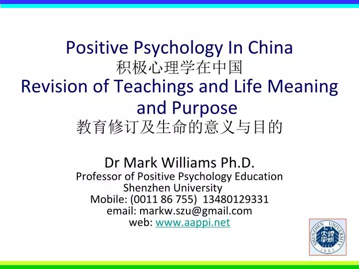 positive psychology in china revision of teachings and life meaning and purpose