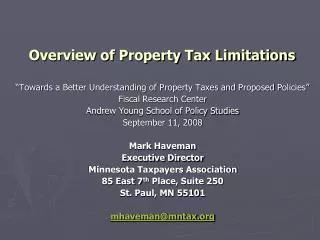 Overview of Property Tax Limitations