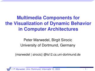Multimedia Components for the Visualization of Dynamic Behavior in Computer Architecture s