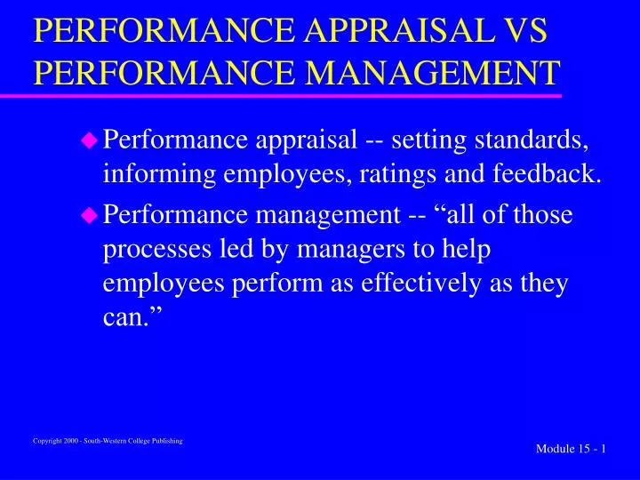 performance appraisal vs performance management