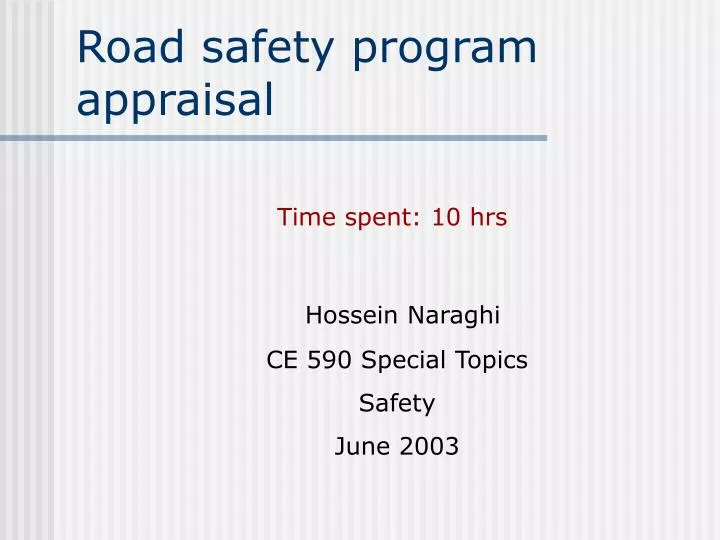 road safety program appraisal
