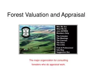 Forest Valuation and Appraisal