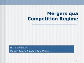Mergers qua Competition Regime