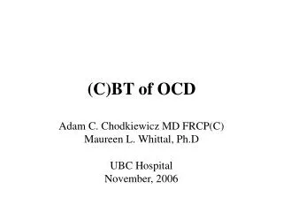 (C)BT of OCD