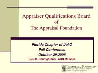 Appraiser Qualifications Board of The Appraisal Foundation