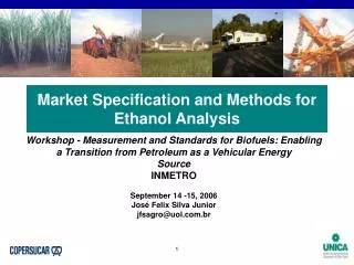 Market Specification and Methods for Ethanol Analysis