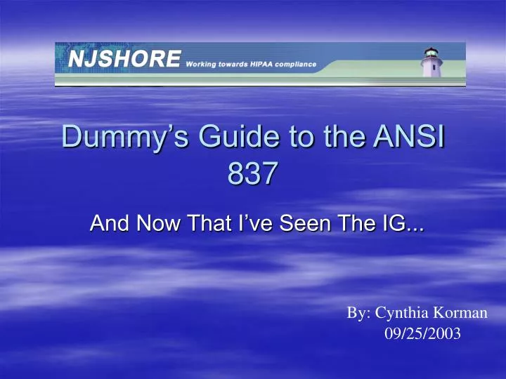 dummy s guide to the ansi 837