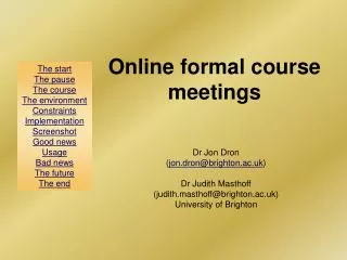 Online formal course meetings
