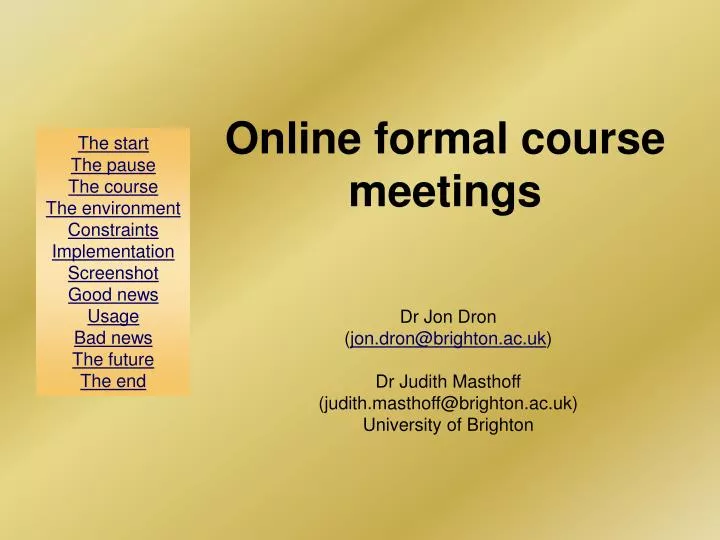 online formal course meetings