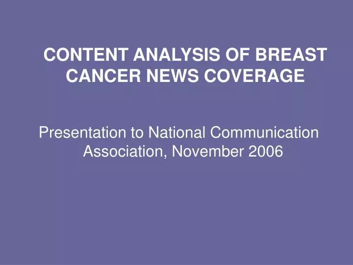 content analysis of breast cancer news coverage