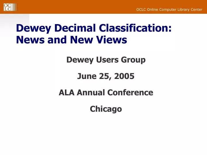 dewey decimal classification news and new views