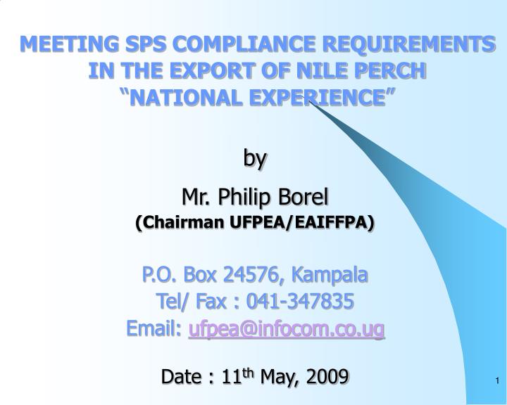 meeting sps compliance requirements in the export of nile perch national experience