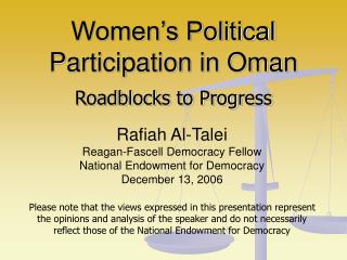 Women’s Political Participation in Oman