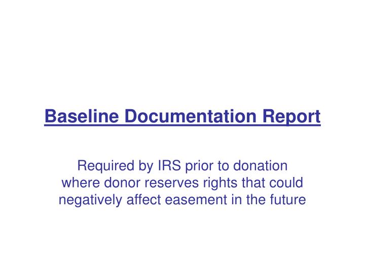 baseline documentation report