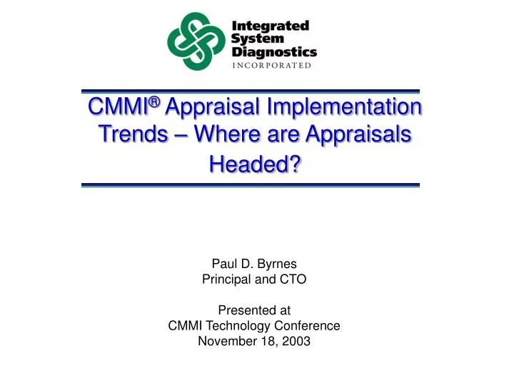 cmmi appraisal implementation trends where are appraisals headed