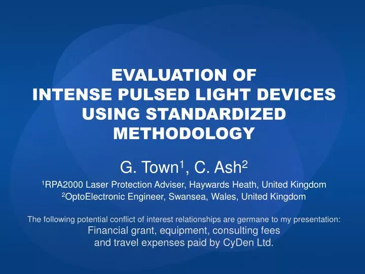 evaluation of intense pulsed light devices using standardized m ethodology