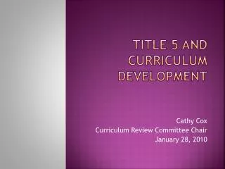 Title 5 and curriculum development