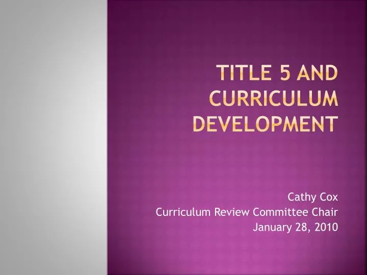 title 5 and curriculum development