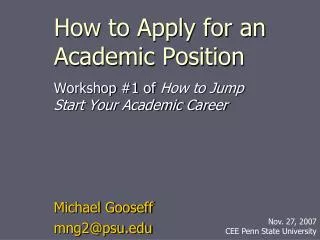 How to Apply for an Academic Position
