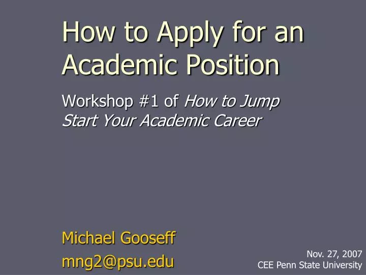 how to apply for an academic position