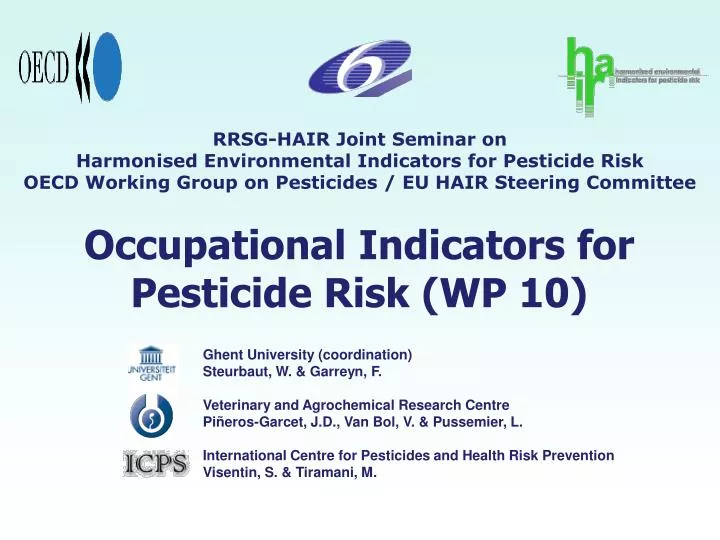occupational indicators for pesticide risk wp 10