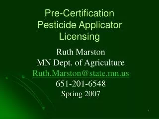 Pre-Certification Pesticide Applicator Licensing