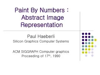 Paint By Numbers : Abstract Image Representation