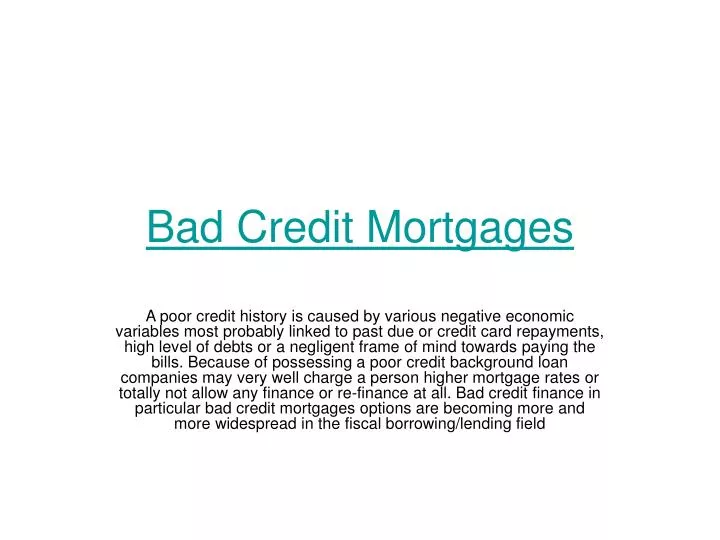 bad credit mortgages