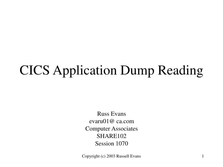 cics application dump reading