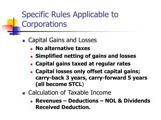 Specific Rules Applicable to Corporations