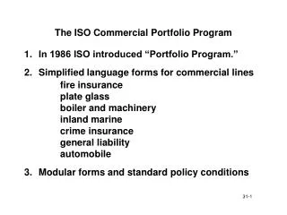 The ISO Commercial Portfolio Program