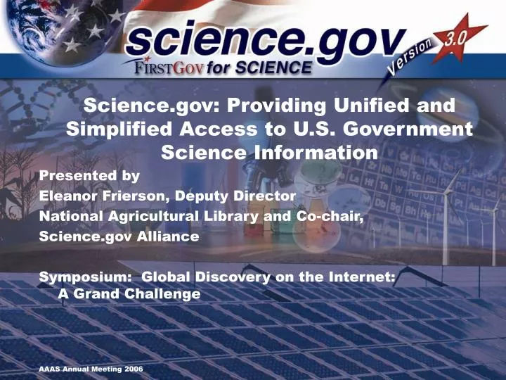 science gov providing unified and simplified access to u s government science information