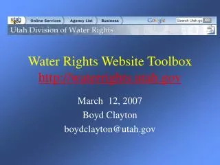 Water Rights Website Toolbox waterrights.utah