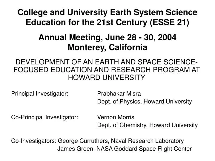 college and university earth system science education for the 21st century esse 21