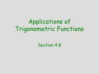 Applications of Trigonometric Functions