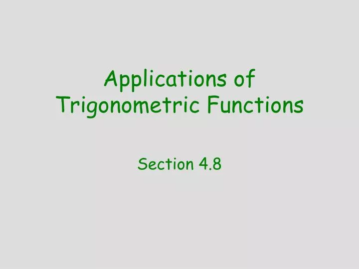 applications of trigonometric functions