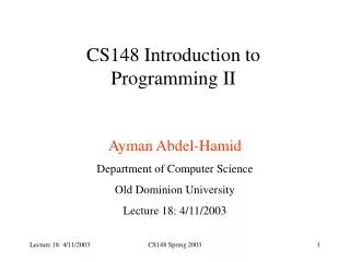 CS148 Introduction to Programming II