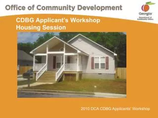 CDBG Applicant’s Workshop Housing Session