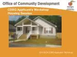 CDBG Applicant’s Workshop Housing Session - slide 1